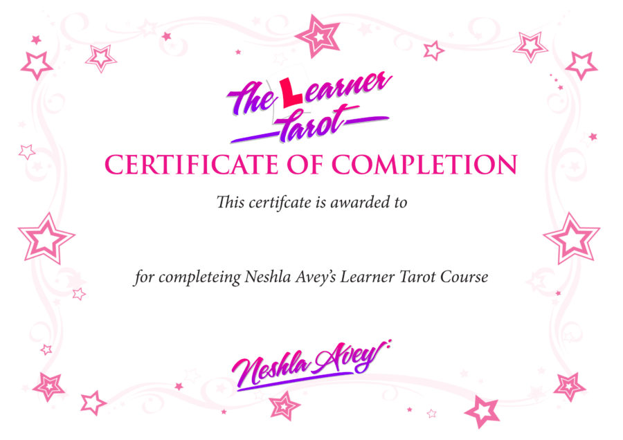 Neshla online Learn Tarot Course certificate